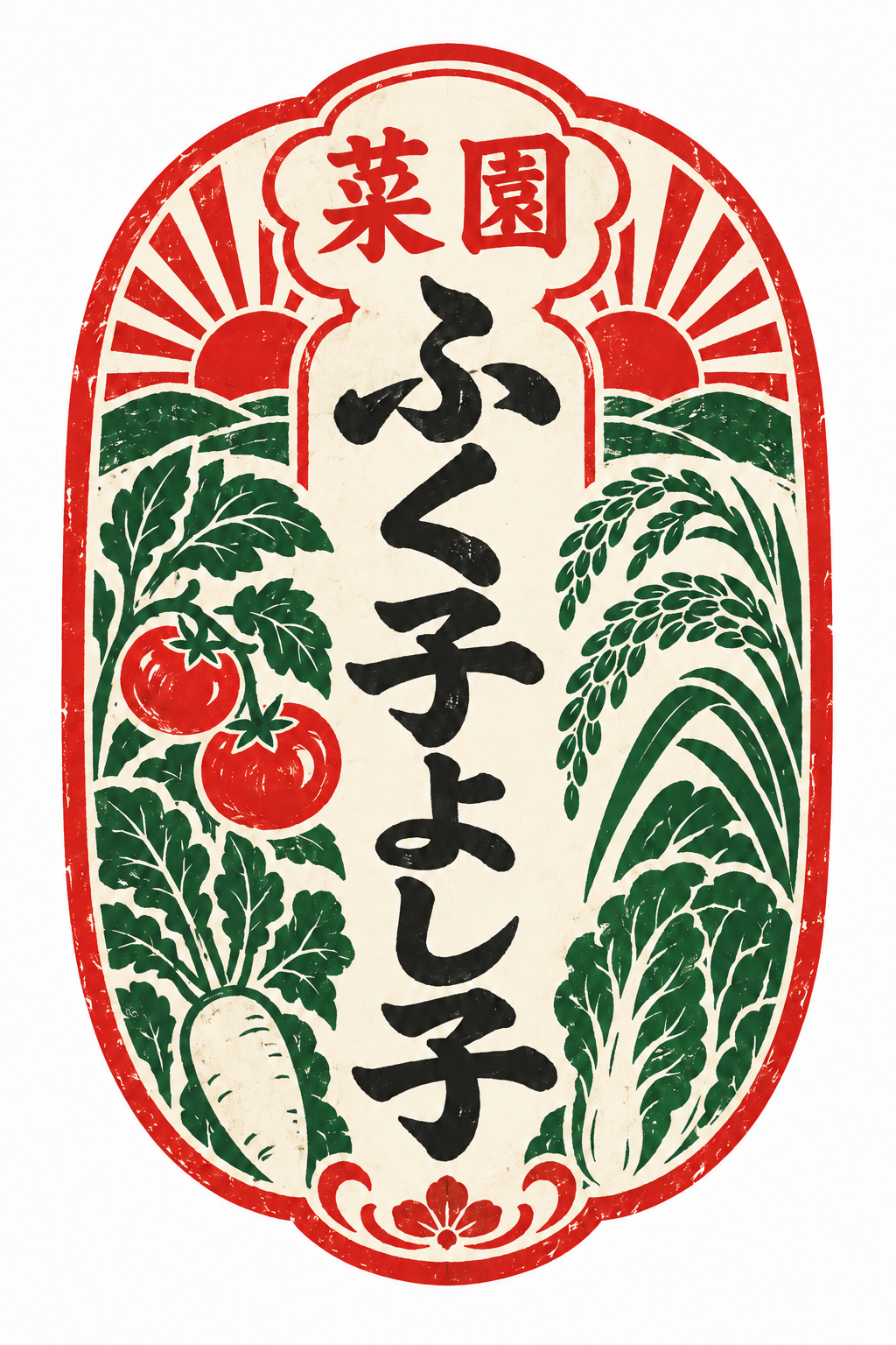 種苗袋風ロゴ 菜園 ふく子よし子